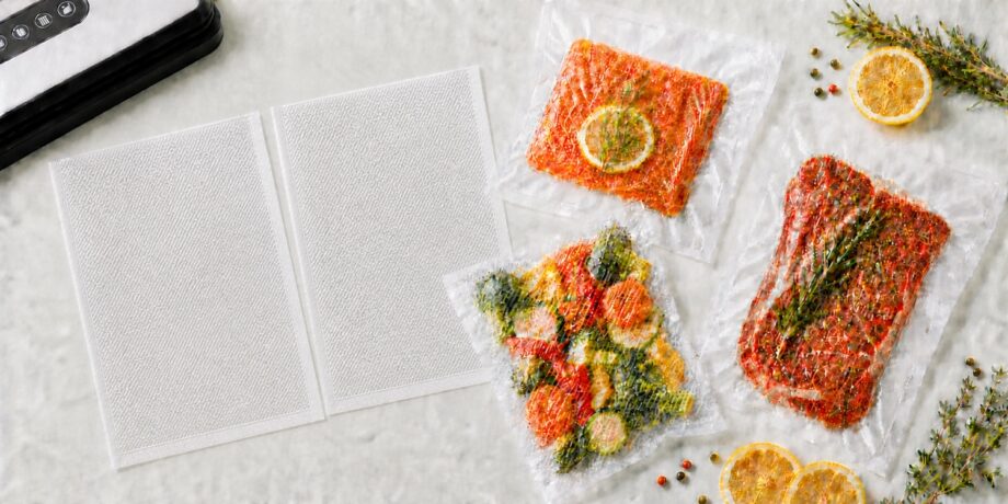 エンボス加工の真空パック袋で保存した肉・魚・野菜